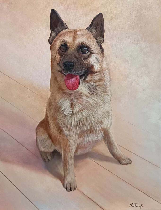 Peinture à l'huile d'un chien
