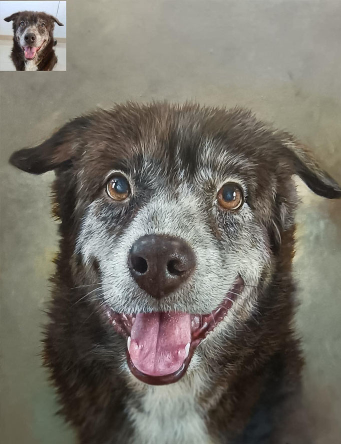 Peinture à l'huile d'un chien